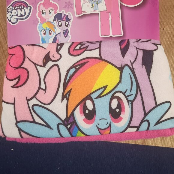 American Marketing My Little Pony Girls Flannel Pink White Poly 2pc Pajama 4/5 - Picture 14 of 16